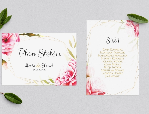 Plan Stołów - Karteczka Flowers & Frame Motyw 5