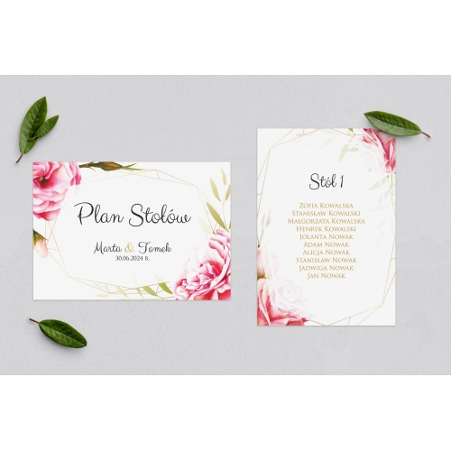 Plan Stołów - Karteczka Flowers & Frame Motyw 5
