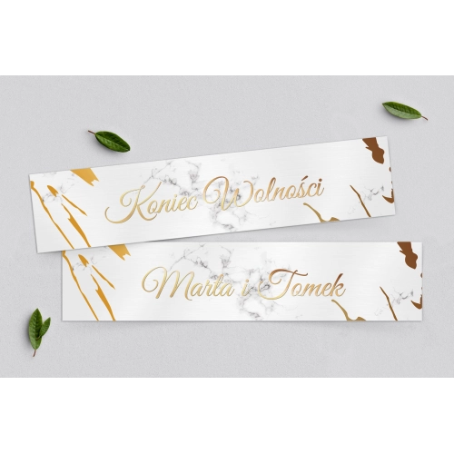 Tablice Rejestracyjne 2 szt. - Marmur i Złoto Motyw 3