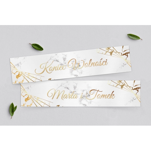 Tablice Rejestracyjne 2 szt. - Marmur i Złoto Motyw 4