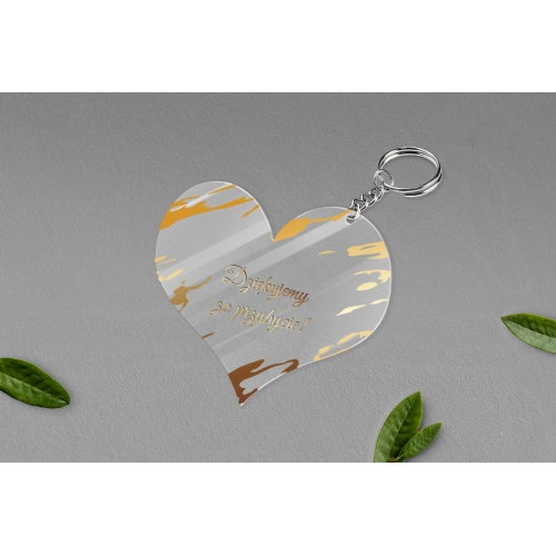 Breloki z&nbsp;Nadrukiem - Serce Marmur & Złoto - Motyw 3