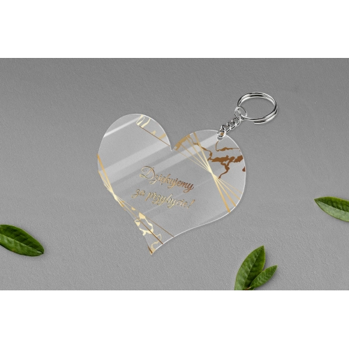 Breloki z Nadrukiem - Serce Marmur & Złoto - Motyw 4