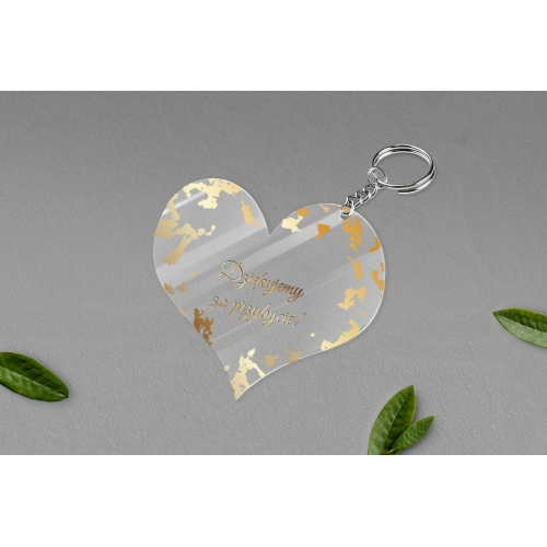 Breloki z&nbsp;Nadrukiem - Serce Marmur & Złoto - Motyw 5