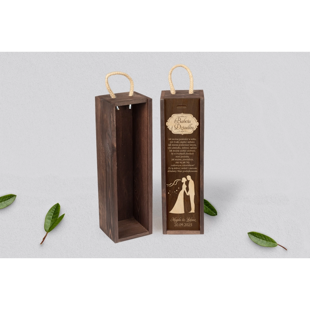 Skrzynka na wino dla Dziadków - Brązowa