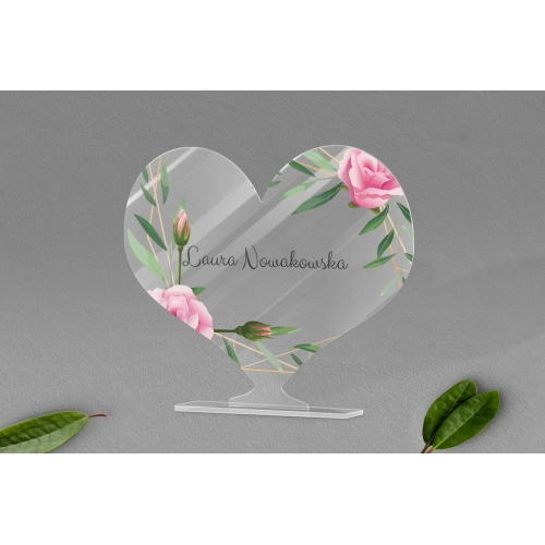 Winietki ślubne - Statuetka Serce Flowers & Frame Motyw 4