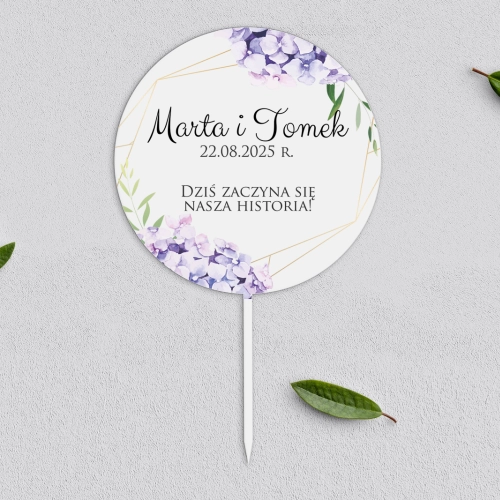 Topper na tort weselny - Flowers & Frame Motyw 1