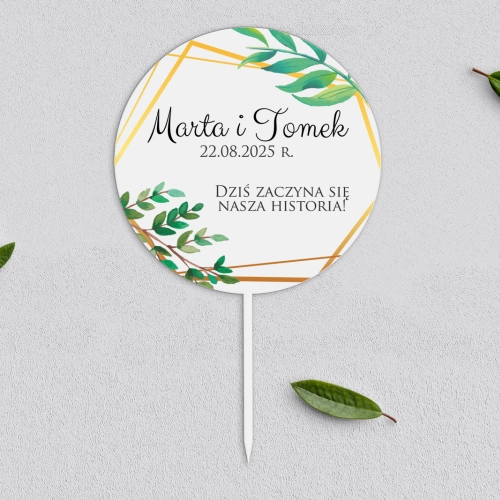Topper na tort weselny - Flowers & Frame Motyw 2