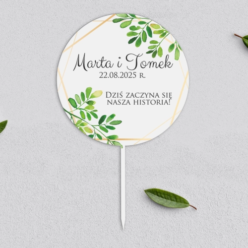 Topper na tort weselny - Flowers & Frame Motyw 3