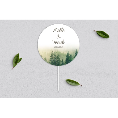 Topper na tort weselny - Forest - Motyw 1