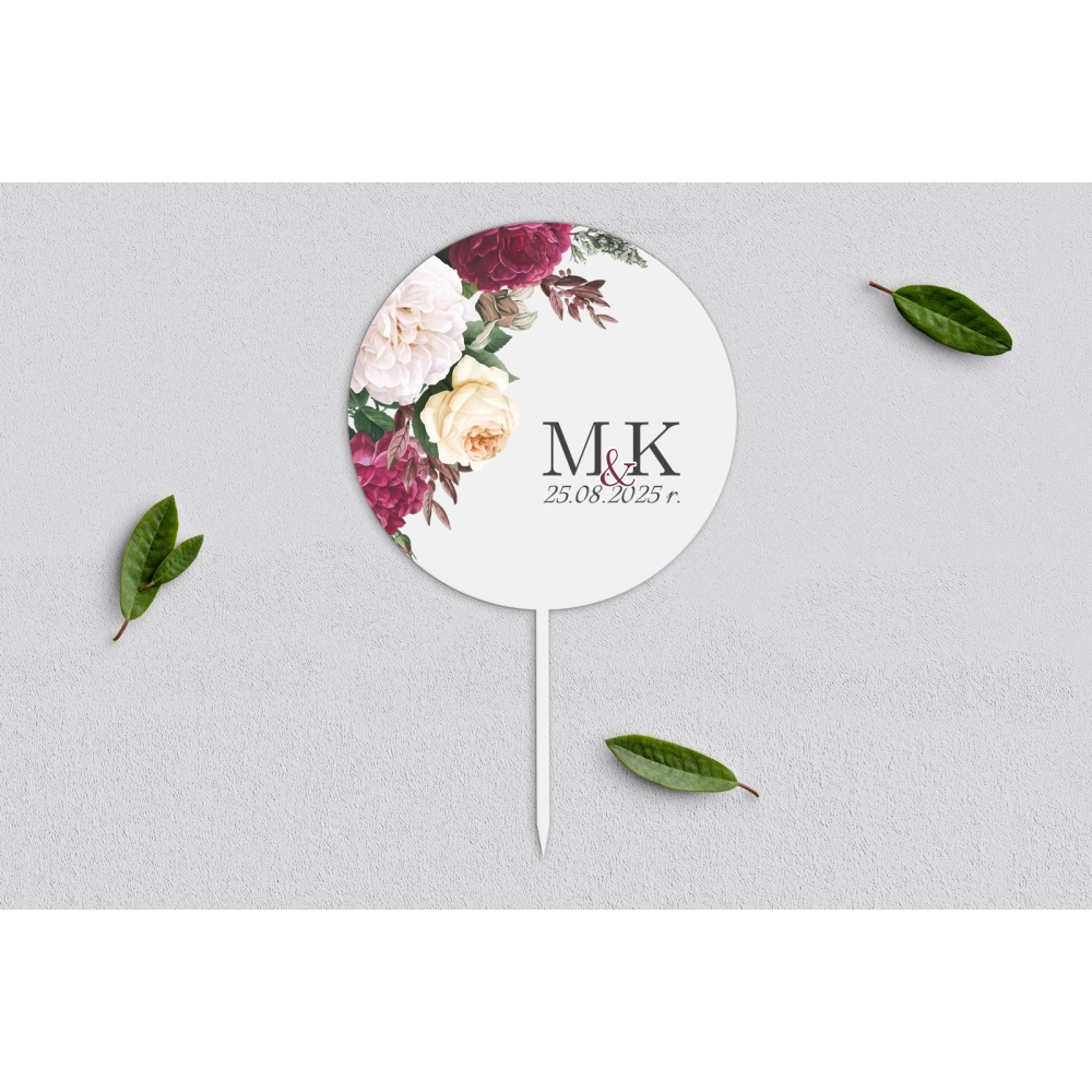 Topper na tort weselny - Fabello Motyw 1