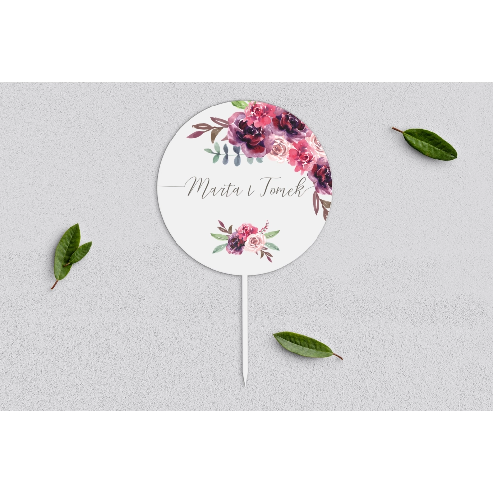 Topper na tort weselny - PasteLove Motyw 1