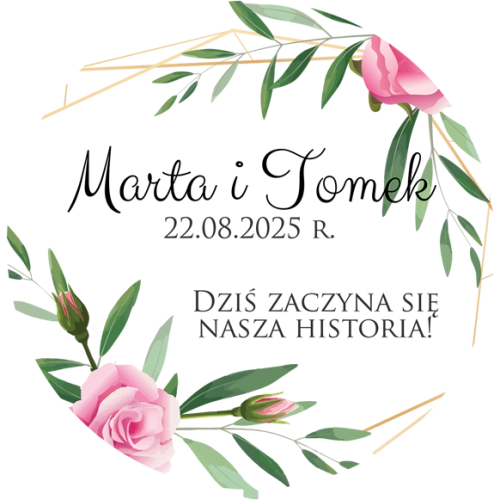 Topper na tort weselny - Flowers & Frame Motyw 4