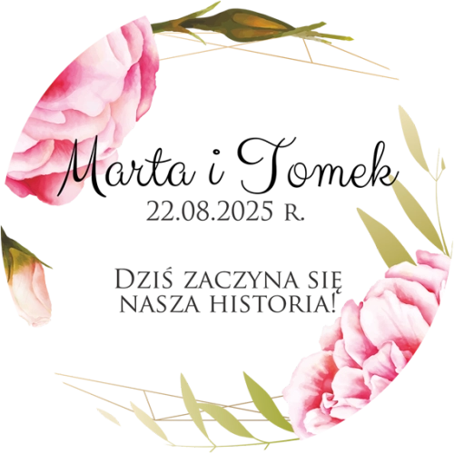 Topper na tort weselny - Flowers & Frame Motyw 5