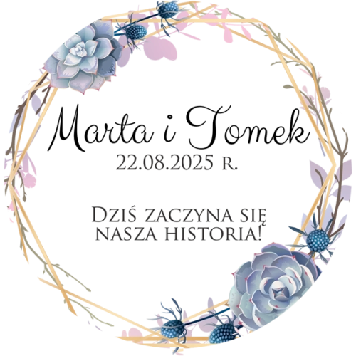 Topper na tort weselny - Flowers & Frame Motyw 6