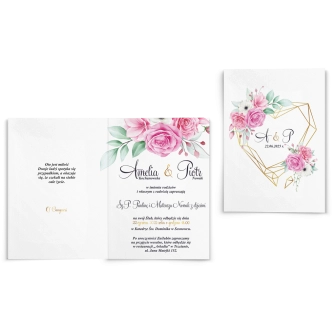 Zaproszenia ślubne Geometryczne Serce - Składane Motyw 1