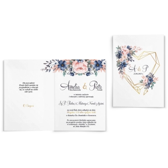 Zaproszenia ślubne Geometryczne Serce - Składane Motyw 2