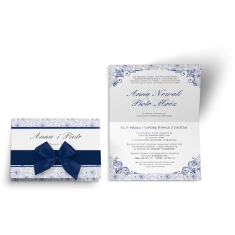 Zaproszenie ślubne Ornaments - Granatowe