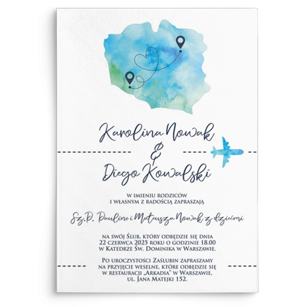 Zaproszenia ślubne Mapa - Motyw 3