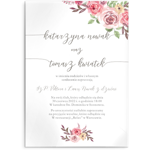 Zaproszenia ślubne PasteLove - Akrylowe Motyw 2