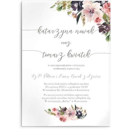 Zaproszenia ślubne PasteLove - Akrylowe Motyw 4