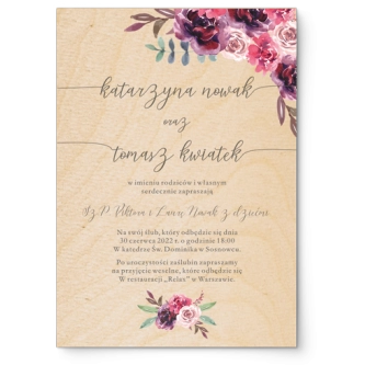 Zaproszenia ślubne PasteLove - Drewniane Motyw 1