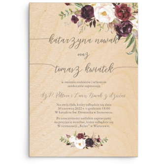 Zaproszenia ślubne PasteLove - Drewniane Motyw 3