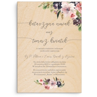 Zaproszenia ślubne PasteLove - Drewniane Motyw 4