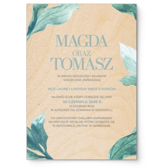 Zaproszenia ślubne Eukaliptus - Drewniane Motyw 3