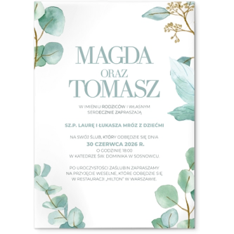 Zaproszenia ślubne Eukaliptus - Akrylowe Motyw 1