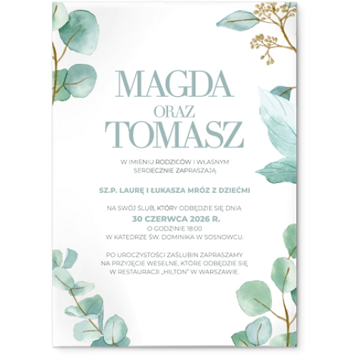 Zaproszenia ślubne Eukaliptus - Akrylowe Motyw 1