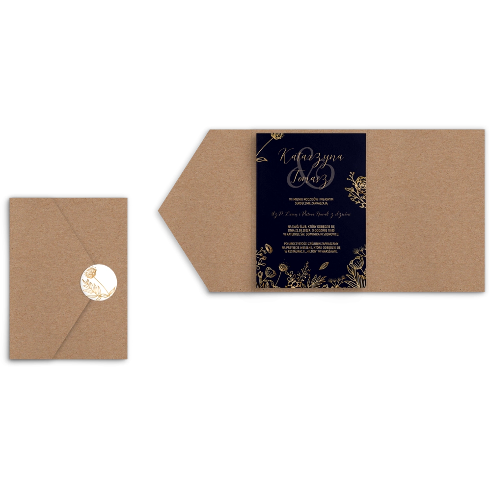 Zaproszenia ślubne w etui Goldish - motyw 2