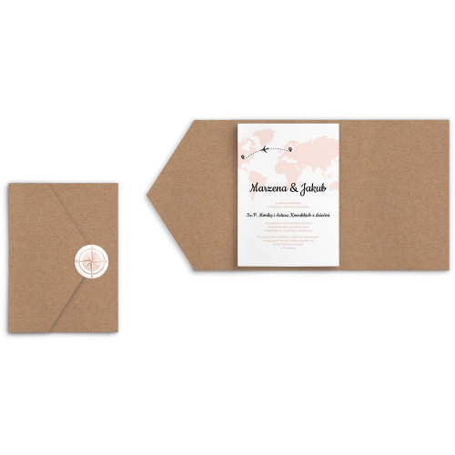Zaproszenia ślubne w&nbsp;etui Travels - motyw 1