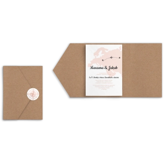 Zaproszenia ślubne w&nbsp;etui Travels - motyw 3