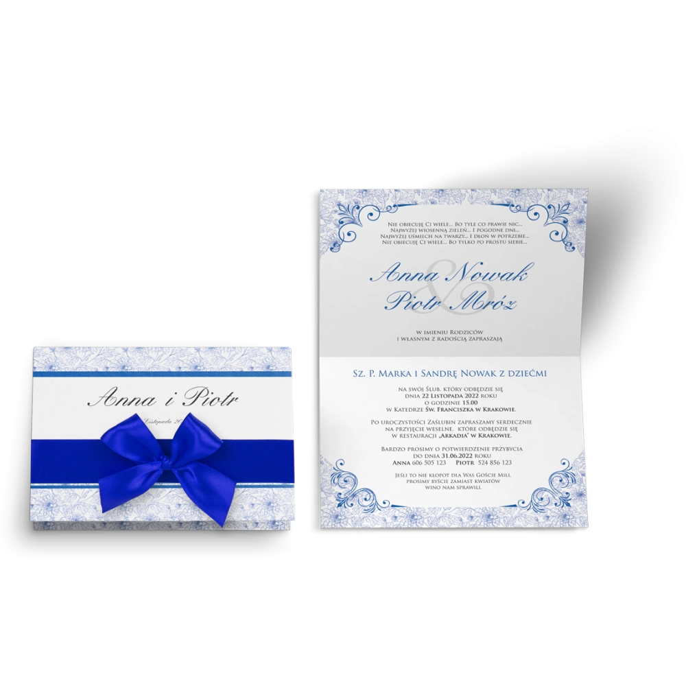 Zaproszenie ślubne Ornaments - Niebieskie