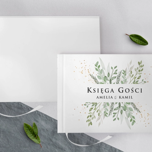 Księga Gości Weselnych Leaves Motyw 3
