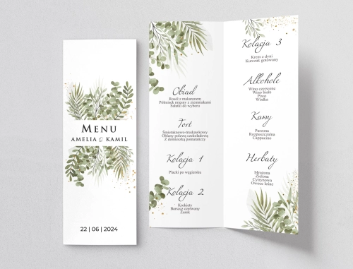 Menu Weselne Leaves - Motyw 2