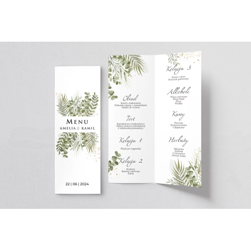 Menu Weselne Leaves - Motyw 2