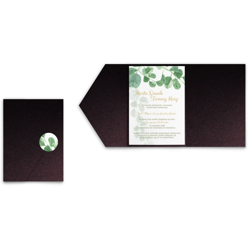 Zaproszenia ślubne w etui Liscie- motyw 6