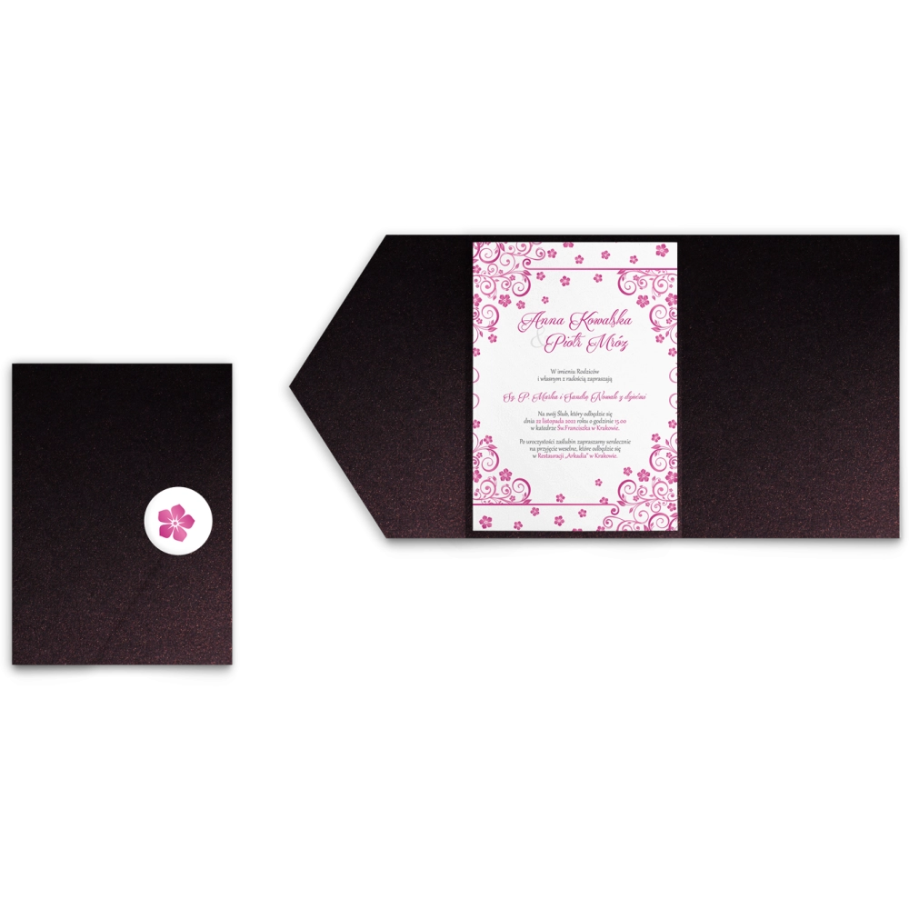 Zaproszenia ślubne w&nbsp;etui Maja - Amarantowe
