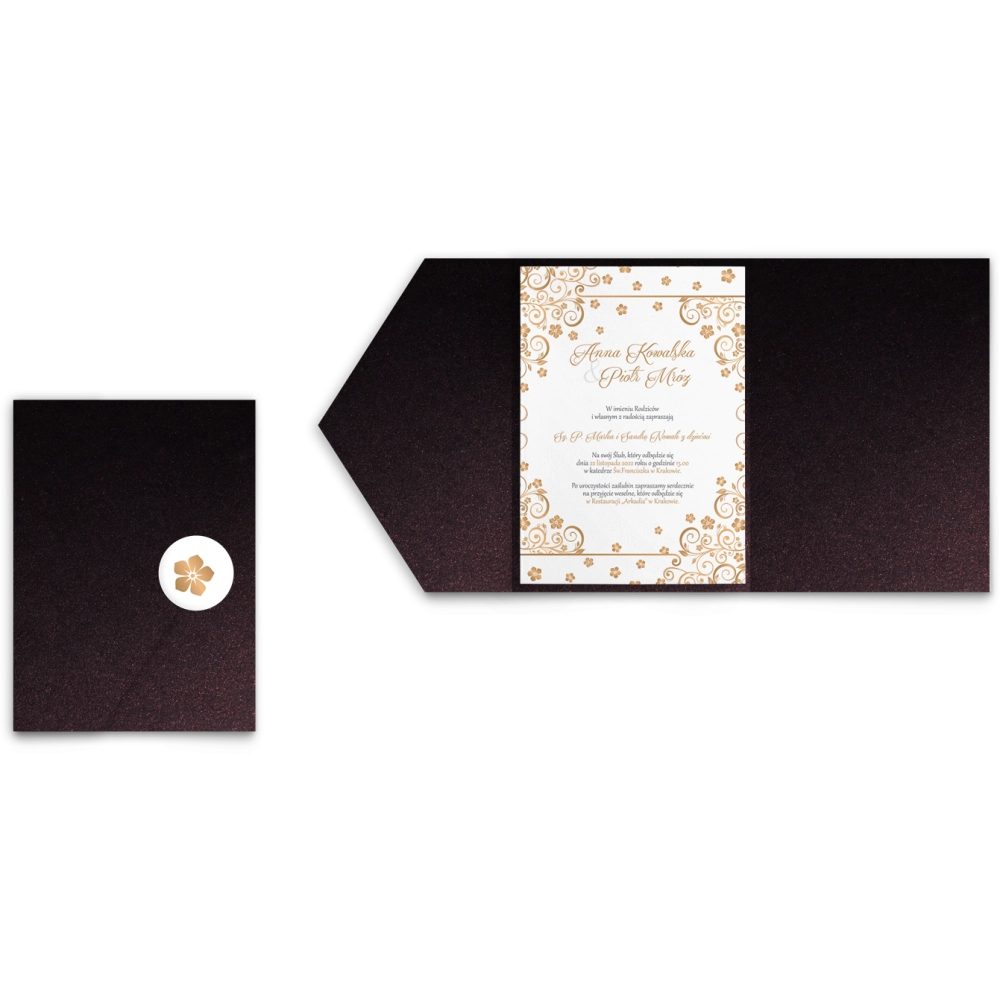 Zaproszenia ślubne w etui Maja - Złote