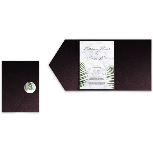 Zaproszenia ślubne w etui Marble leaf - motyw 1