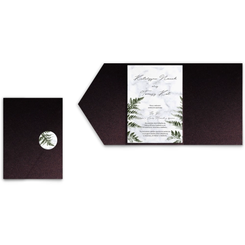 Zaproszenia ślubne w etui Marble leaf - motyw 2