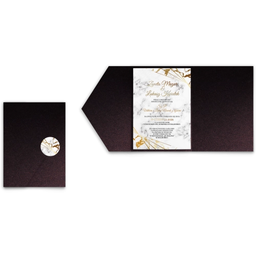 Zaproszenia ślubne w etui Marmur i złoto - motyw 4