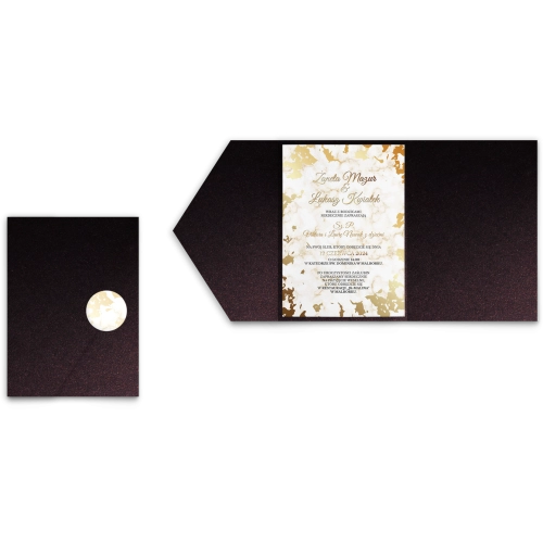 Zaproszenia ślubne w etui Marmur i złoto - motyw 5