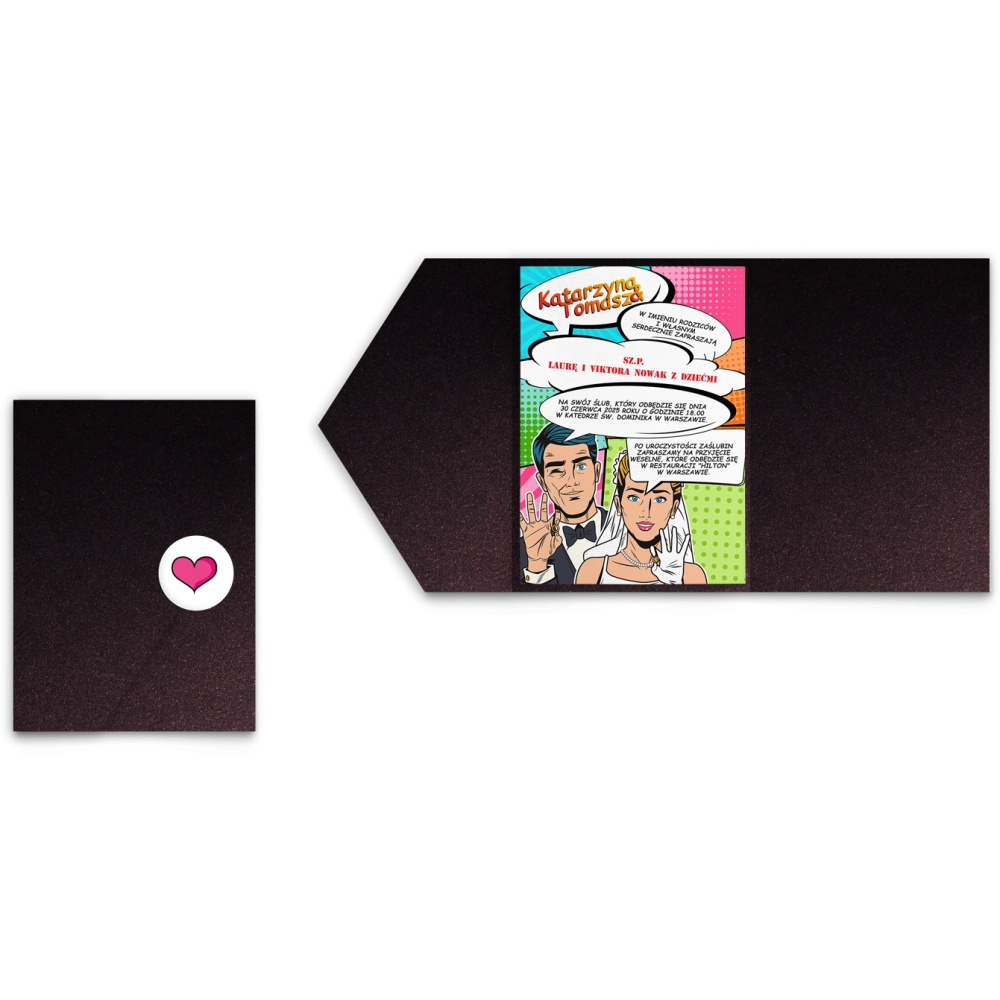 Zaproszenia ślubne w&nbsp;etui Pop Art- motyw 1