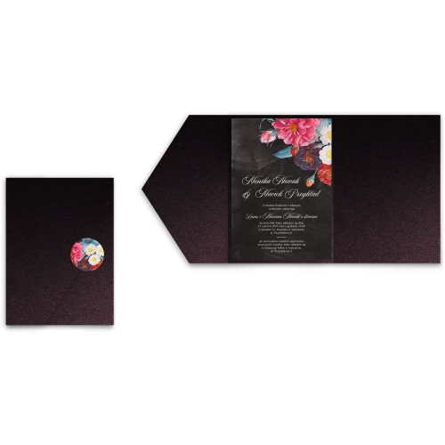 Zaproszenia ślubne w Etui Black Flowers - Motyw 1