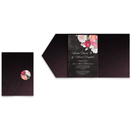 Zaproszenia ślubne w Etui Black Flowers - Motyw 2