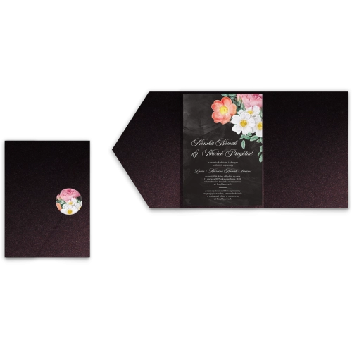 Zaproszenia ślubne w Etui Black Flowers - Motyw 3