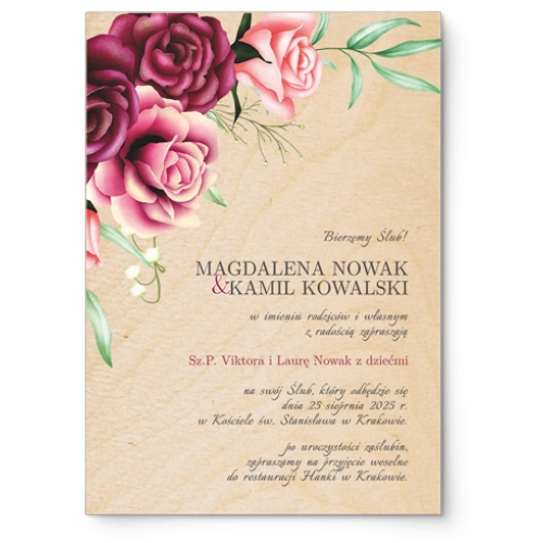 Zaproszenia ślubne Fabello - Drewniane Motyw 3