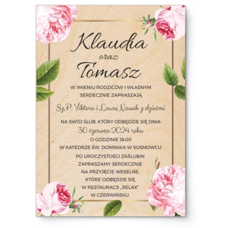 Zaproszenia ślubne Dream - Drewniane Motyw 2